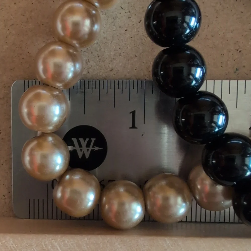 Elegant Black and Gold Beaded Bracelet Set